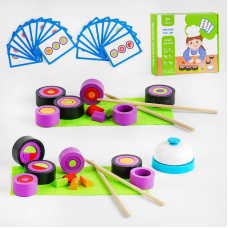 Сортер “Суші“ С 46973 (24) роли з деталями, дзвінок, картки с завданнями, коврики, палички, в коробці