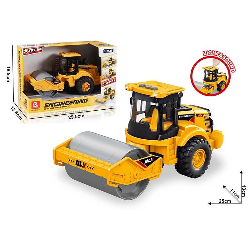 Спецтехніка 58054 (24) “Дорожній каток”, звук, підсвічування, інерція, гумові колеса, масштаб 1:16, в коробці Спецтехніка 58054 (24) “Дорожній каток”, звук, підсвічування, інерція, гумові колеса, масштаб 1:16, в коробці