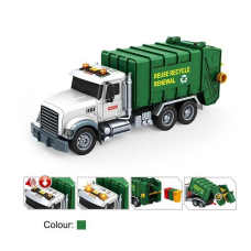 Спецтехніка 666-13 R (24) “Сміттєвоз”, інерція, гумові шини, підсвічування, 2 сміттєвий бак, звуки, рухливі елементи, на батарейках, в коробці