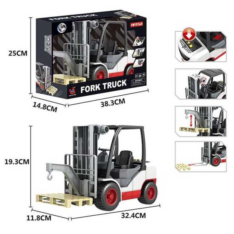 Спецтехніка 666-61 P (18) “Forklift“, 3 активні кнопки, світло, звук, аксесуари, рухливі елементи, у коробці