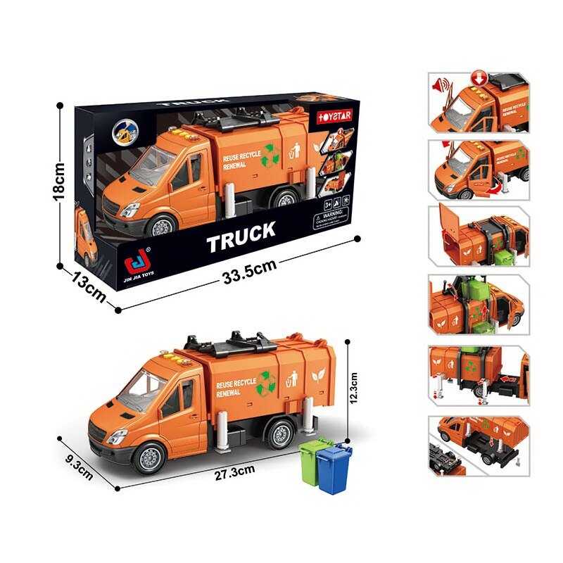 Спецтехніка 666-63 P (24) “Сміттєвоз”, інерція, звуки, підсвічування, гумові шини, рухливі елементи, в коробці