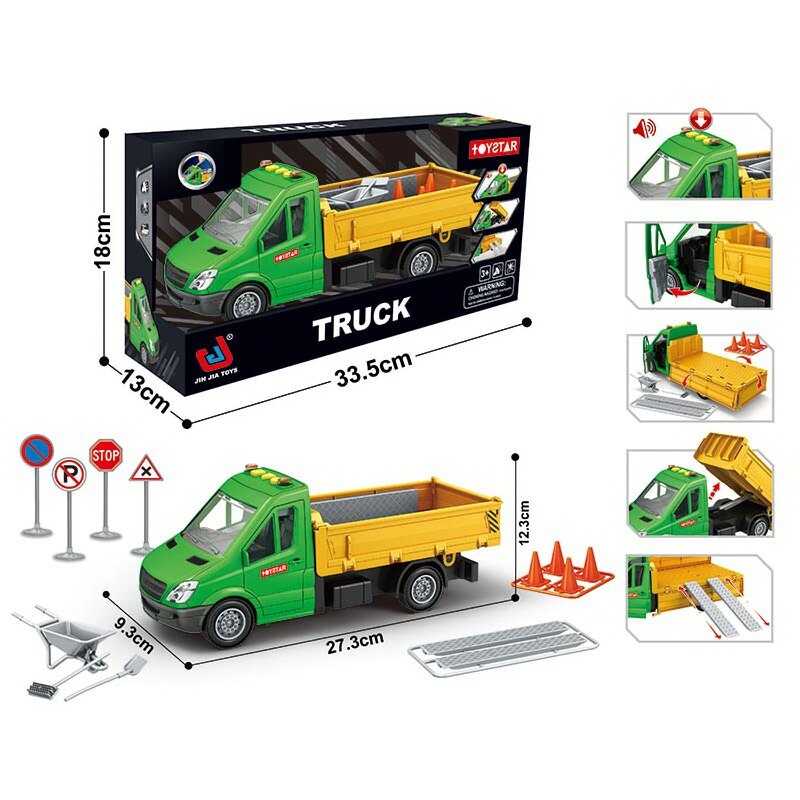 Спецтехніка 666-65 P (24) “Вантажівка”, інерція, звуки, підсвічування, гумові шини, рухливі елементи, в коробці