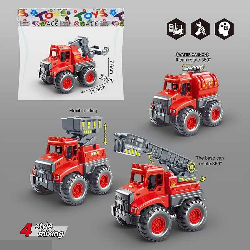 Спецтехніка 8845 (300) 4 види, пожежна служба, інерційний механізм, у пакеті