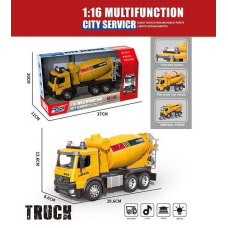 Спецтехніка GX 02 B (24) бетонозмішувач, масштаб 1:16, світло, звук, інерція, механічний обертовий барабан, гумові шини, в коробці