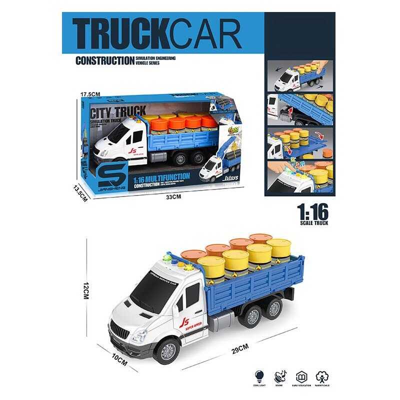 Спецтехніка JS 146 B (36/2) “Самоскид“, масштаб - 1:16, інерція, підсвічування, звук, рухомі елементи, в коробці