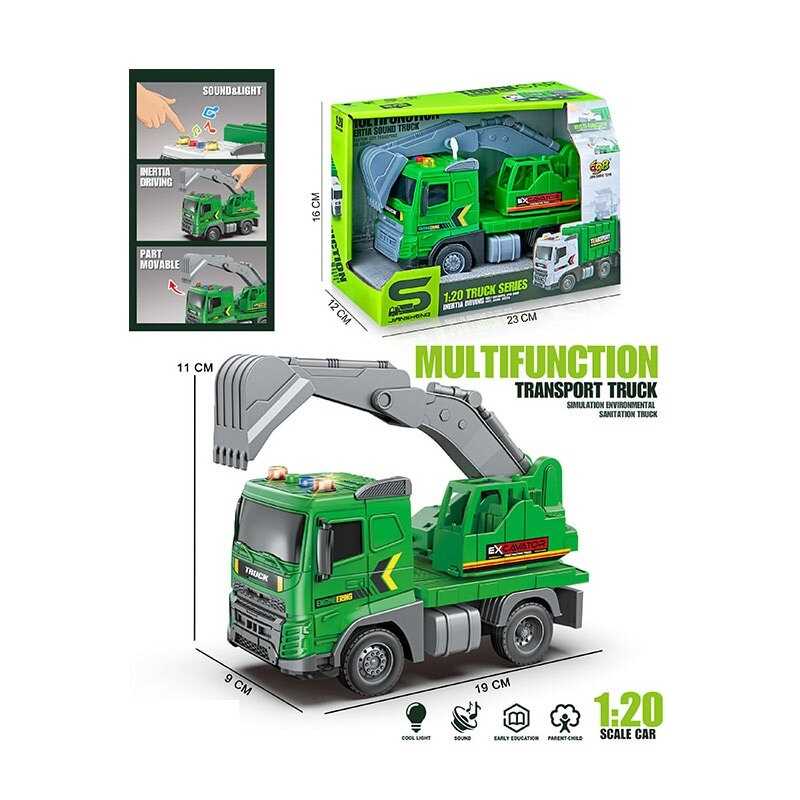 Спецтехніка JS 173 A (48/2) “Екскаватор“, масштаб1:20, інерція, підсвічування, звуки, гумові колеса, рухомі елементи, в коробці