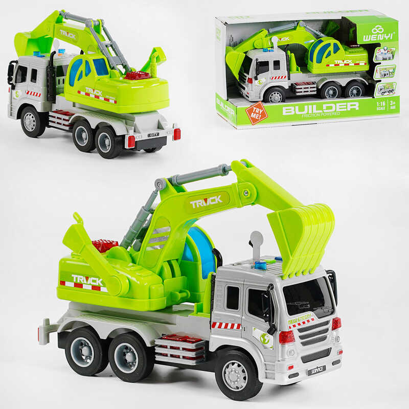 Спецтехніка WY 311 D (24) “Автоекскаватор“, світло, звук, 4 активні кнопки, рухоме нависне обладнання, у коробці