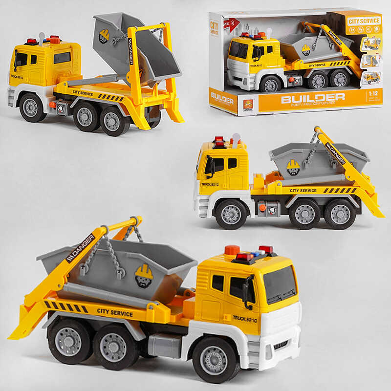 Спецтехніка WY 821 C (18) “Самоскид“, підсвічування, звуки, помповий механізм, інерція, в коробці