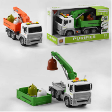 Спецтехніка WY 822 A / WY 822 B (18) “Автокран“, 2 кольори, на батарейках, інерція, помповий насос, висувна стріла, світло, звук, в коробці