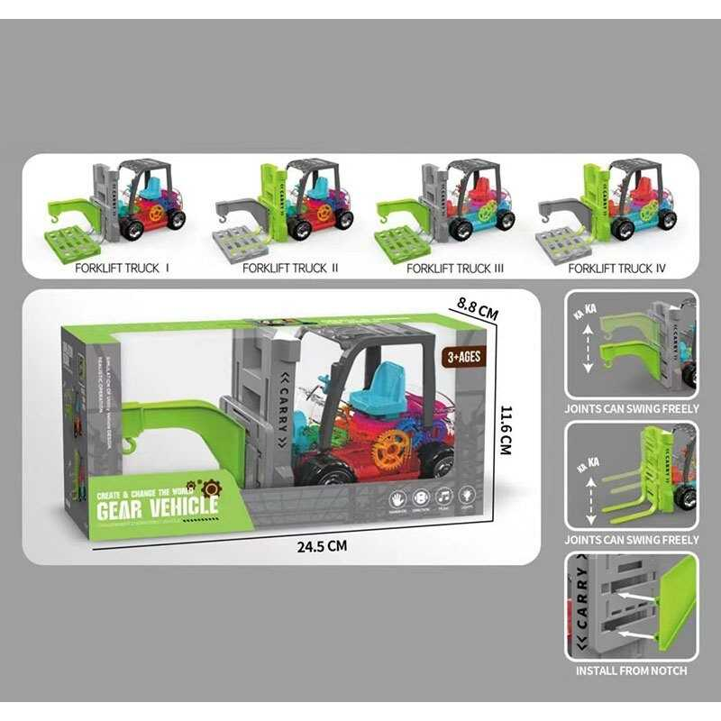 Спецтехніка X 555-55 (72/2) 4 види, вилковий навантажувач, звук, підсвічування, шестерні, колесо вільного ходу, в коробці, ВИДАЄТЬСЯ ТІЛЬКИ МІКС ВИДІВ