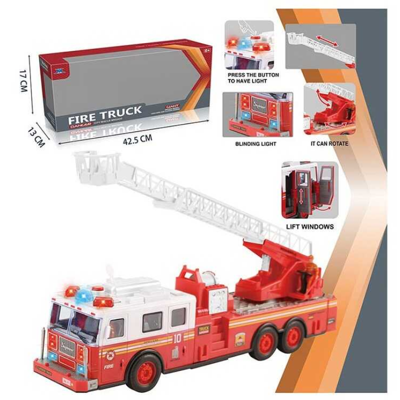 Спецтехніка XF 733 A (24) “Пожежна служба“, підсвічування, звуки, інерція, рухомі елементи, у коробці