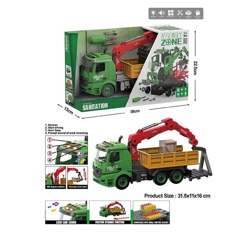 Спецтехніка YW 9072 A (24/2) “Навантажувач“, звуки, підсвічування, конструктор, інерція, викрутка, рухомі деталі, в коробці