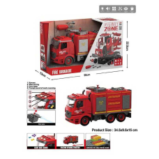 Спецтехніка YW 9080 C (24/2) пожежна машина, бризкає водою, підсвічування, звукові ефекти, інерція, рухомі деталі, викрутка, 2 насадки, в коробці