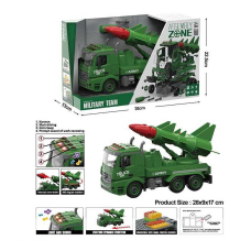 Спецтехніка YW 9091 C (24/2) військова машина, підсвічування, звукові ефекти, механічне обертання платформи по колу, інерція, телескопічна ракетна установка, тріскачка, муляжі ракет, викрутка, 2 насадки, у коробці