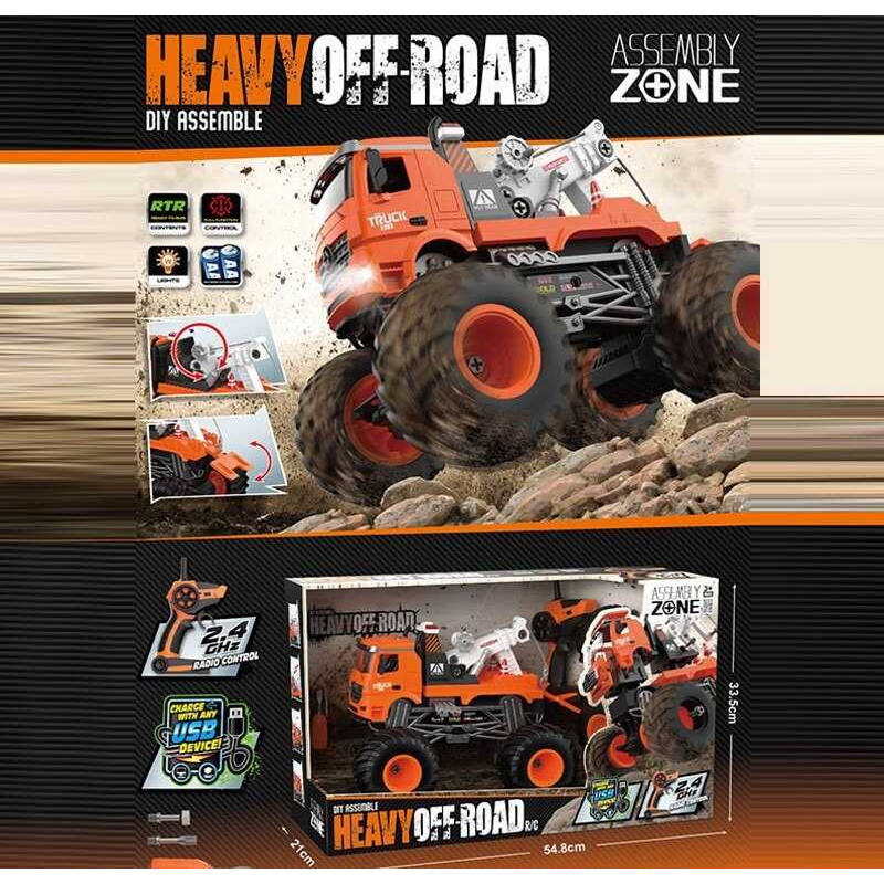 Спецтехніка на радіокеруванні YW 992 B (8) довжина 33см, механічний кран, підсвічування фар, 2 режими швидкості, великі гумові шини, акум. 7.4V, пульт 2.4 GHz, USB-кабель, викрутка, в коробці