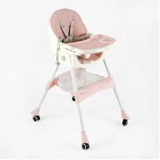 Стільчик для годування Toti FR- 30608 (1) сталева конструкція, матеріал тканини PU, знімний столик, опускна спинка, 4 колеса, в коробці