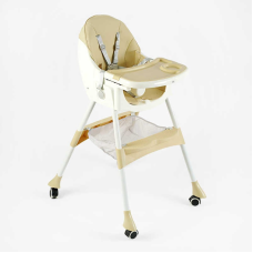 Стільчик для годування Toti FR- 40735 (1) сталева конструкція, матеріал тканини PU, знімний столик, опускна спинка, 4 колеса, в коробці