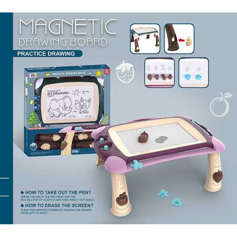 Столик CJ 6006-1 PM (48/2) 2 кольори, магнітна дошка, 6 штампів, в коробці, ВИДАЄТЬСЯ МІКС ВИДІВ