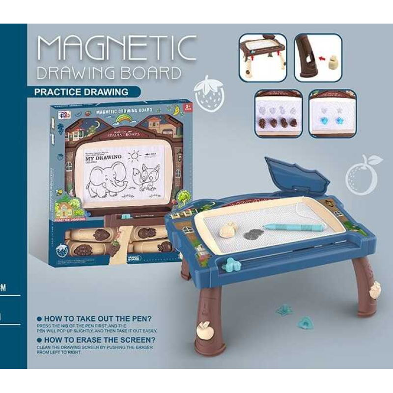 Столик CJ 6011-1 PM (48/2) 2 кольори, магнітна дошка, 6 штампів, в коробці, ВИДАЄТЬСЯ МІКС ВИДІВ