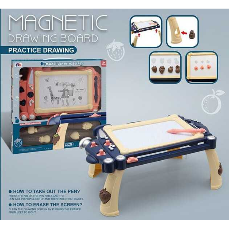 Столик для малювання CJ 6001-1 PM (48/2) “Локомотив“, магнітна дошка, штампи, в коробці