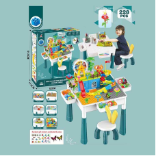 Столик з конструктором HX 839-85 B (6) висота 50см, 228 деталей, стільчик висотою 42см, ігрові фігурки, оглядове колесо, в коробці