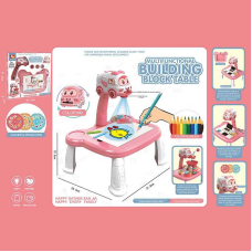 Столик з проєктором J 9002 (20/2) 3 диски, багаторазове малювання, фломастери, конструктор, гра з кулькою, альбом, в коробці