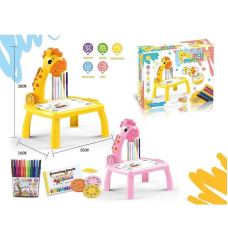 Столик з проєктором RFY 222-2 (48/2) 2 кольори, “Жираф” 3 диски, фломастери, серветка, на батарейках, музика, підсвітка, в коробці 