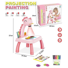 Столик з проєктором YM 2021-7 A (36/2) “Динозаврик” 3 диски, фломастери, серветка, на батарейках, музика, підсвітка, в коробці