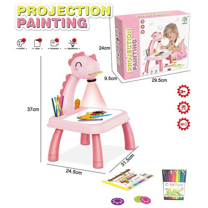 Столик з проєктором YM 2021-7 A (36/2) “Динозаврик” 3 диски, фломастери, серветка, на батарейках, музика, підсвітка, в коробці Столик з проєктором YM 2021-7 A (36/2) “Динозаврик” 3 диски, фломастери, серветка, на батарейках, музика, підсвітка, в коробці