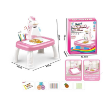 Столик з проєктором YM 2219 (24/2) “Єдиноріг”, підсвічування, мелодія, проєктор, 3 диски з картинками, фломастери 12 штук, альбом для малювання, в коробці