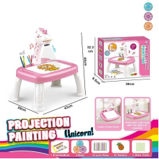 Столик з проєктором YM 62 (24/2) 3 диски, фломастери, серветка, на батарейках, музика, підсвітка, беззвучний режим, в коробці