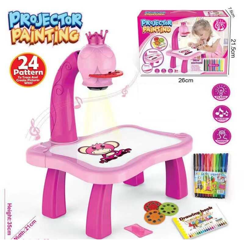 Столик з проєктором YM 6776 (48/2) на батарейках, музика, 3 диски, фломастери, в коробці Столик з проєктором YM 6776 (48/2) на батарейках, музика, 3 диски, фломастери, в коробці