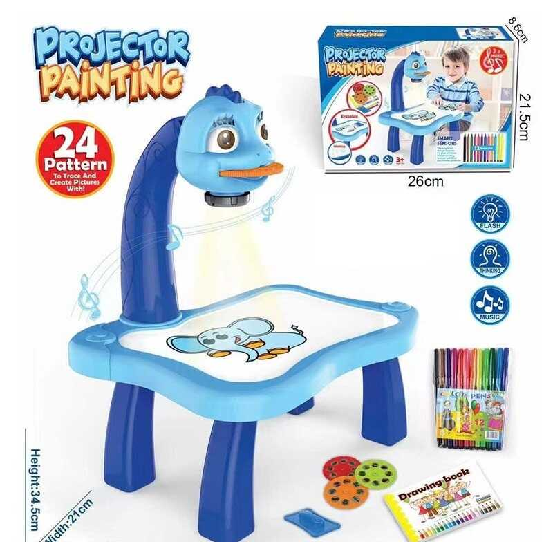 Столик з проєктором YM 6886 Штрих = 70104 (48/2) на батарейках, музика, 3 диски, фломастери, в коробці Столик з проєктором YM 6886 Штрих = 70104 (48/2) на батарейках, музика, 3 диски, фломастери, в коробці