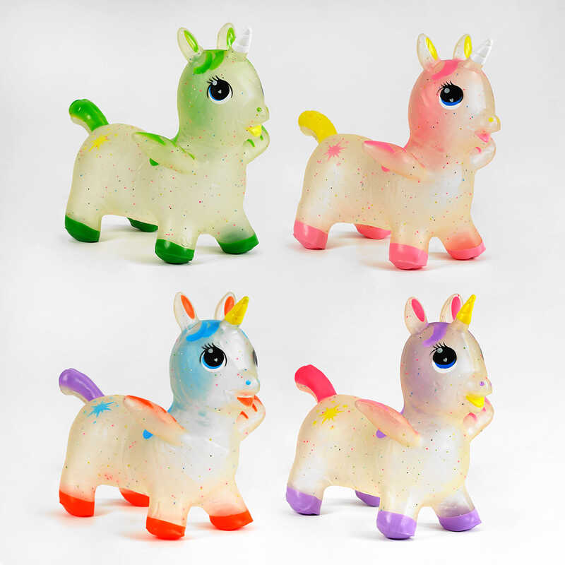 Стрибун гумовий M 48560 (30) 4 види, “Єдиноріг“, вага 1300 грамів, у пакеті, ВИДАЄТЬСЯ ТІЛЬКИ МІКС ВИДІВ