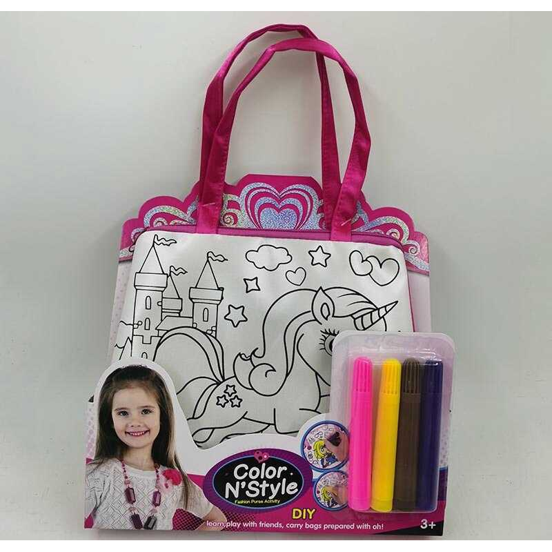 Сумка-розмальовка 613-2 (144/2) текстильна, 4 мініфломастери, застібається на блискавку, на листі Сумка-розмальовка 613-2 (144/2) текстильна, 4 мініфломастери, застібається на блискавку, на листі