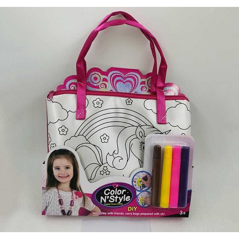 Сумка-розмальовка 613-7 (144/2) текстильна, 4 мініфломастери, застібається на блискавку, на листі Сумка-розмальовка 613-7 (144/2) текстильна, 4 мініфломастери, застібається на блискавку, на листі