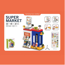 Супермаркет 668-149 (12) світло, звук, касовий апарат, сканер, полиці, муляжі харчових продуктів, купюр, в коробці