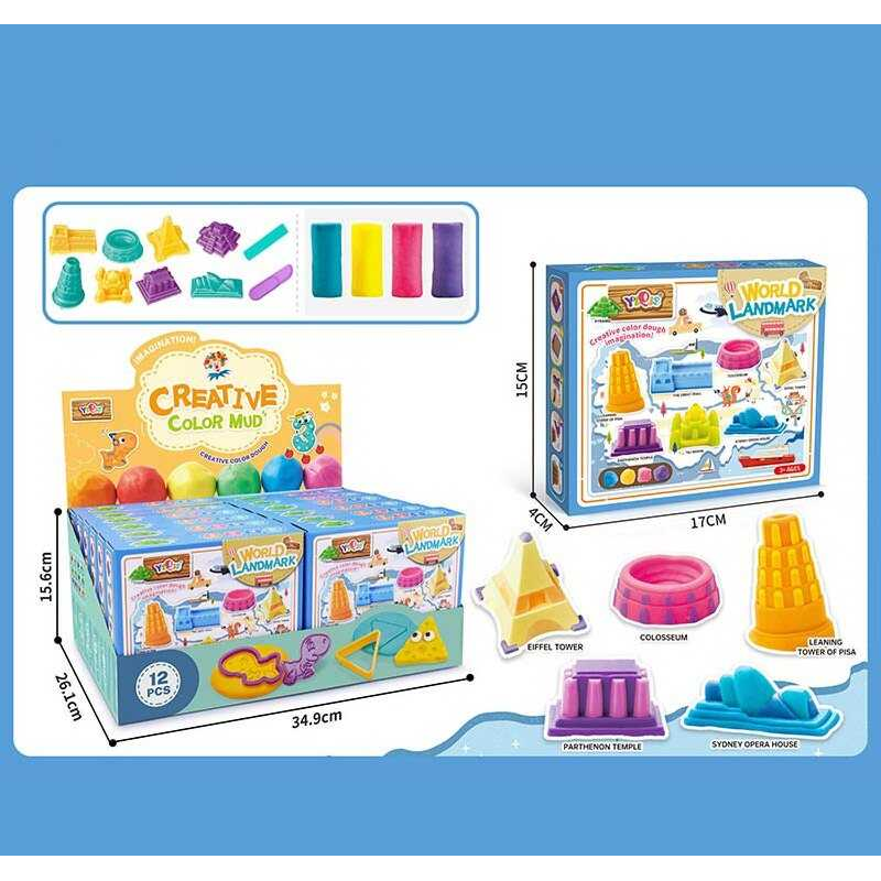 Тісто для ліплення 5831 C (10) ЦІНА ЗА 12 ШТУК В БЛОЦІ,  4 кольори тіста, форми, приладдя