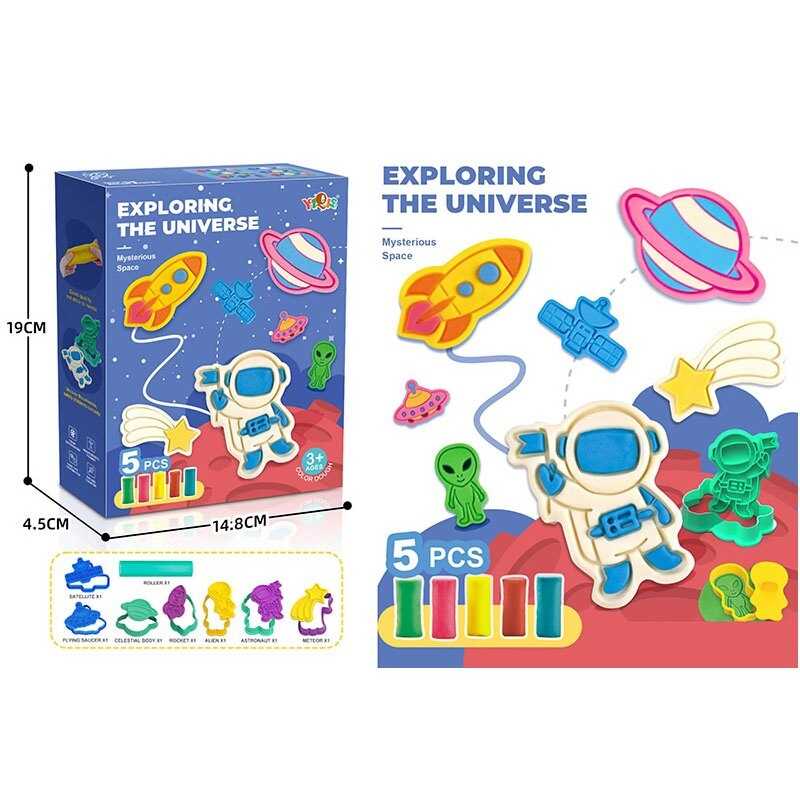 Тісто для ліплення 5835 C (96/2) “Космос“, 5 кольорів тіста, молди, в коробці