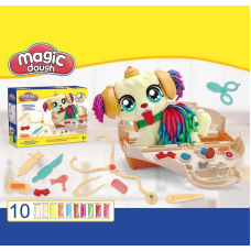 Тісто для ліплення 8636 (36/2) екструдер-песик, медичне приладдя, переноска, 9 кольорів тіста, в коробці