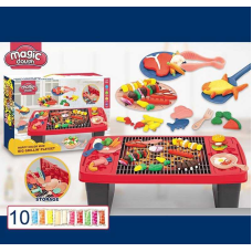 Тісто для ліплення 8638 (18) “Барбекю”, ігровий столик, посуд, 10 кольорів тіста, формочки, в коробці