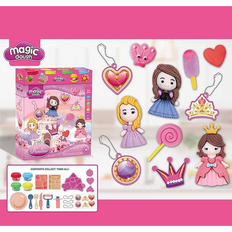 Тісто для ліплення 8649 (48/2) 4 кольори тіста, молди, інструменти, ланцюжки, в коробці