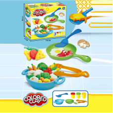 Тісто для ліплення 8819 (96/2) сковорідка, лопатка, щипці, каструля, пластилін, в коробці