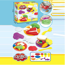 Тісто для ліплення 8820 (96/2) тарілки, вилка, ніж, форми для ліплення, пластилін, в коробці