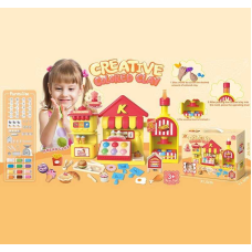 Тісто для ліплення 8902 (18) прес, 12 кольорів тіста, посуд, форми, наліпки, в коробці