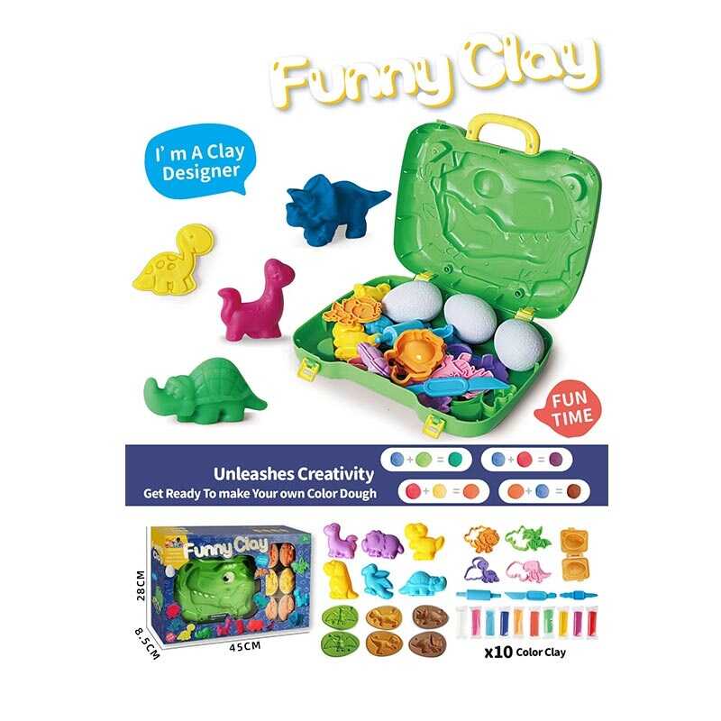 Тісто для ліплення CB 5539 (36) “Мастерня динозаврів“, кейс, 10 пачок тіста, форми, качалка, ножичок, в коробці