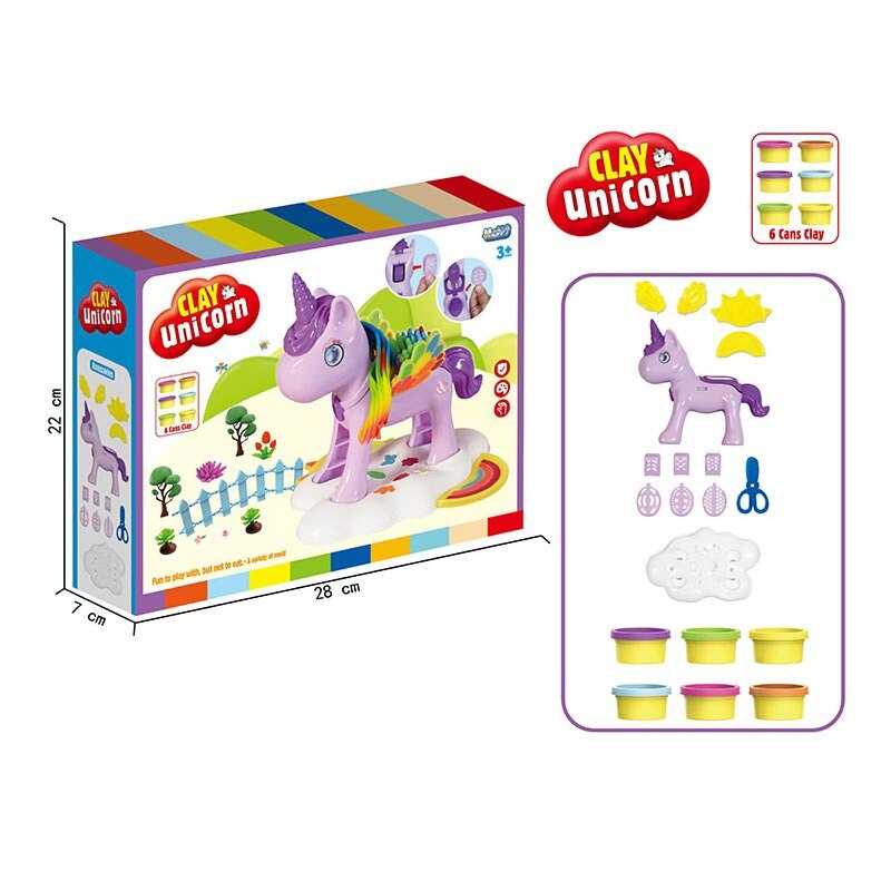 Тісто для ліплення SM 8099 (36/2) “Єдиноріг”, 6 кольорів маси для ліплення, екструдер, молди, в коробці