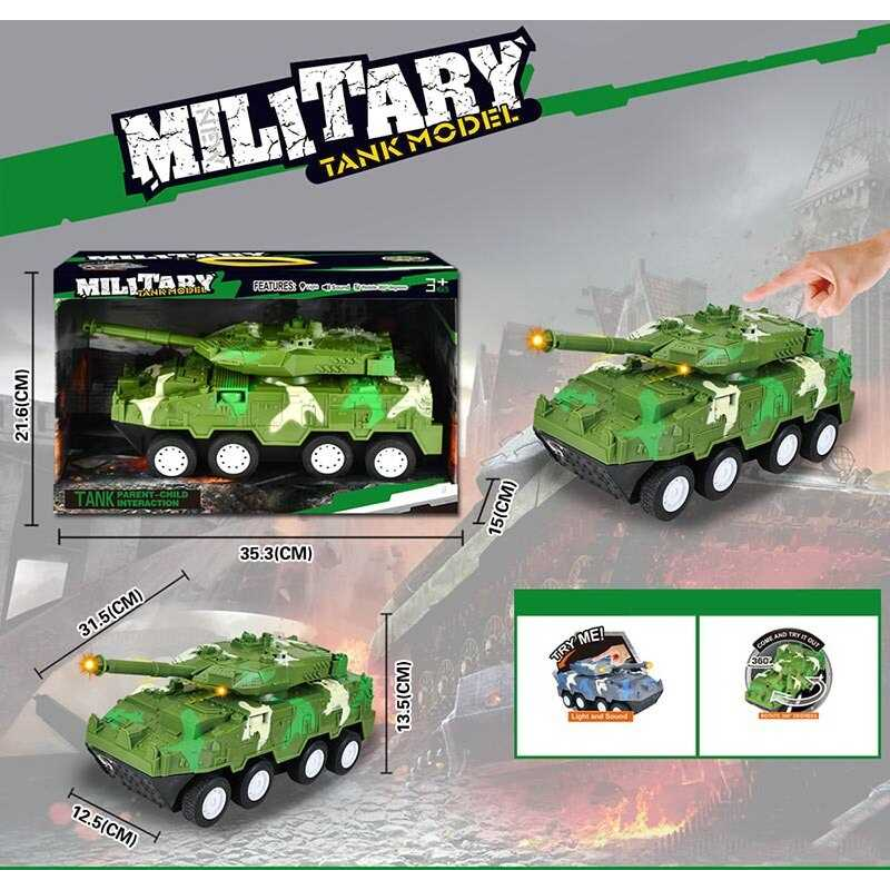 Танк 383-25 A1 (24/2) інерція, звук, підсвічування, рухливе дуло, в коробці