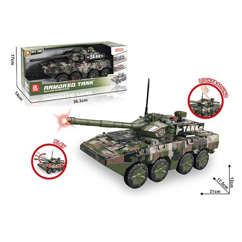 Танк 58058 B (24) інерція, рухома башта з тріскачкою, підсвічування, звукові ефекти,  в коробці