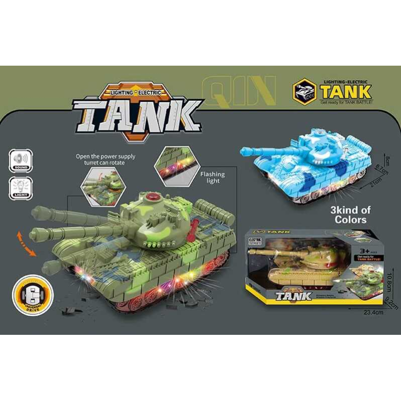 Танк 62911 (72) підсвічування, звуки, колеса вільного ходу, на батарейках, в коробці